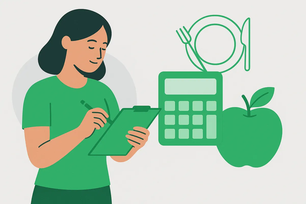mulher calculando calorias diárias